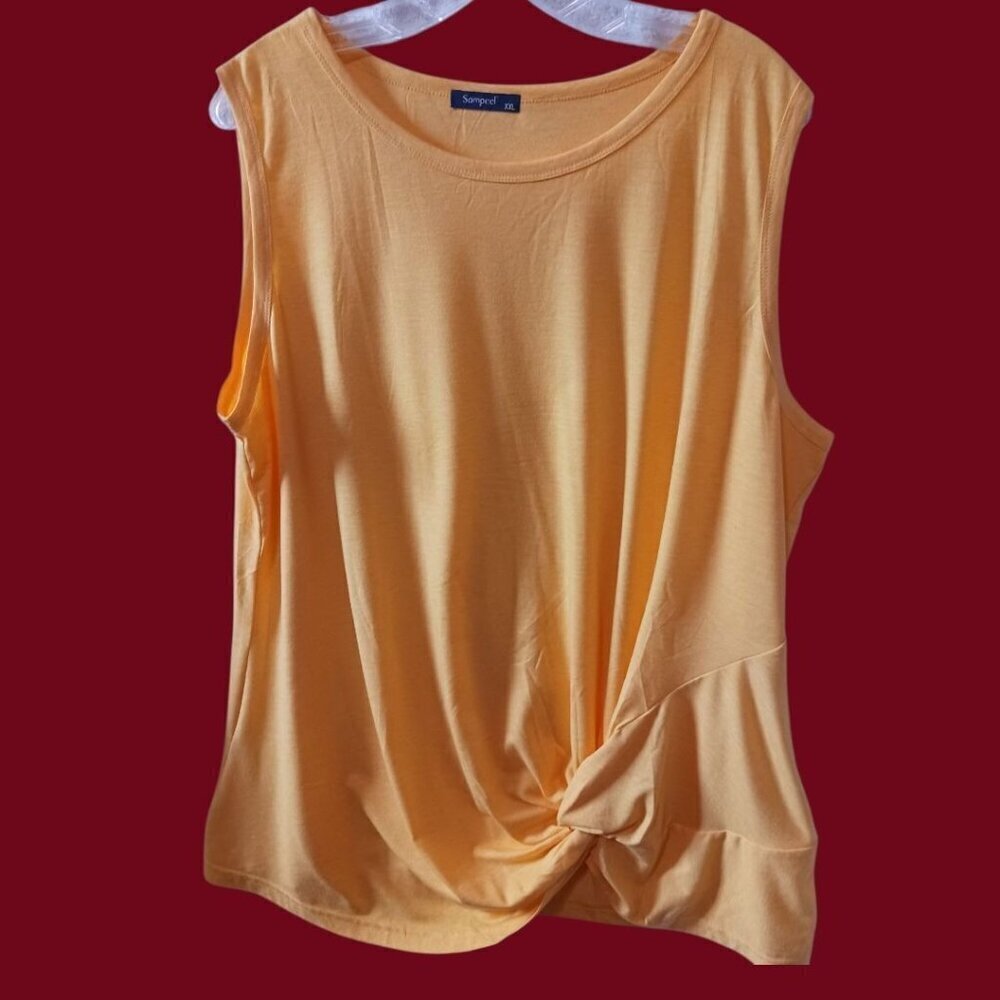 Sampeel Womens Sleeveless Yellow Twist Front Tank Top Size XXlarge